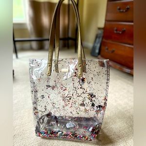 Packed Party Clear Confetti Tote with Gold Handles